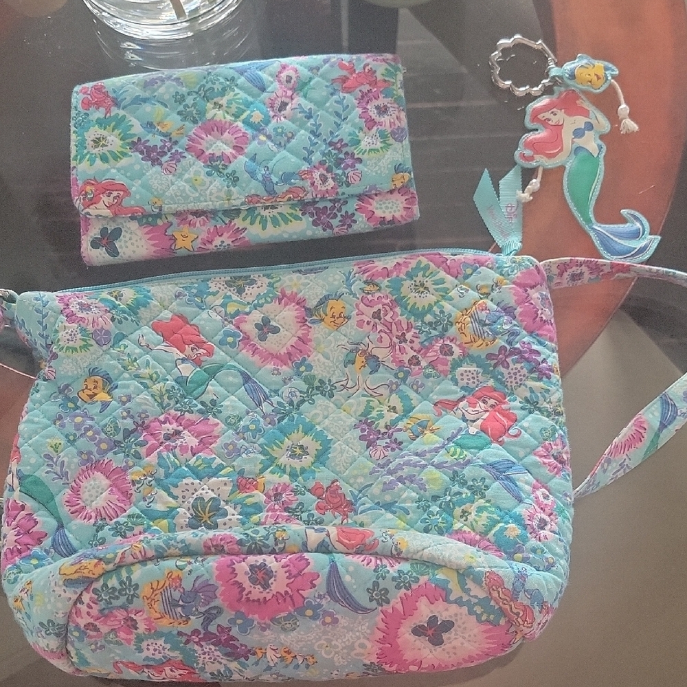 Vera Bradley Disney Little Mermaid Crossbody Bag, Wallet, Purse Charm Set